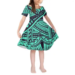 Party Dresses Selling Samoan Tribe Custom Girl Tattoo Totem Round Neck Short Sleeve Comfortable Summer Birthday Beach Skirt