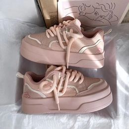 Dress Shoes SHANPA Vintage Pink for Women Patchwork Korean Fashion Platform Sneakers Comfortable Luxury Casual Ladies Athletic 231216