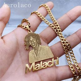 Shirt Aurolaco Custom Photo Necklace Name Pendent for Women Custom Personal Photo Picture Portrait Nameplate Pendent for Gifts