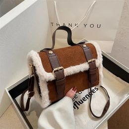 Evening Bags Winter Crossbody for Women Shoulder Bag Lamb Plush Velvet Lady Small Square Handbag French Korea Style 231215