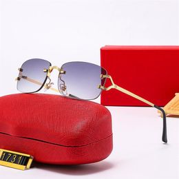 New over glasses sunglasses womens frameless rectangular frame mens designer model metal Classic Vintage fashion eyewear2764