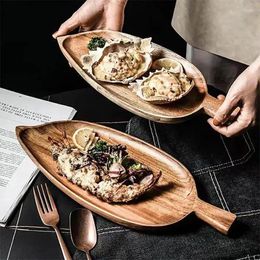 Plates Leaf Shaped Tray Large Capacity Containing Platters Wooden Trays Kitchen Utensils For Home El Restaurant Banquet