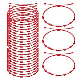 Charm Bracelets 24pcs 7 Knots Red String Bracelet For Women Men Lucky Amulet And Friendship Handmade Braid Rope Wristband Jewellery 253x