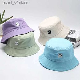 Wide Brim Hats Bucket Hats Unisex Bucket Hats Women Pure Colors Smile Sunbonnet Face Sun Hat Outdoor Sports Travel Beach Cs Fishermen Hats Hip Hop CL231216