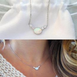 925 sterling silver opal gemstone jewelry gold silver color delicate silver chain oval opal stone thin chain simple stone design n265d