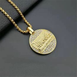 Ciondolo Ultima Cena in oro giallo 14k Colore oro ghiacciato Collana rotonda con zirconi bling per uomo Regalo per la festa del papà Gioielli Hip Hop