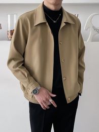 Men's Jackets Spring And Autumn Casual Apricot Lapel Jacket Loose Korean Version Of The Trend Short Silhouette Coat Top Men