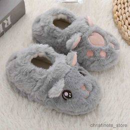 Slipper Toddler Boy Slippers for Girl Baby Items Indoor Winter Plush Warm Cartoon Cat P Kid House Footwear Soft Rubber Sole Home Shoes