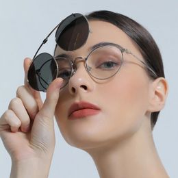 Eyewears New Clip Fold Polarised Sunglasses Punk Metal Round Double Layer Detachable Lens Sun Glasses UV400 for Men Women Fishing Driving