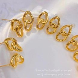 Stud Earrings YUNLI Real 18K Gold Pure AU750 Chain Type Drop For Women Fine Jewelry Gifts