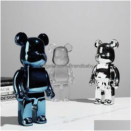 Novelty Games 26Cm Transparent Plating Bear Statue Violence Scpture Animal Ornaments Bookshelf Living Room Home Decor New Year Gift Dr Dhk5S