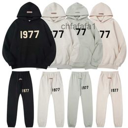 Men's Hoodies Sweatshirts Esstenials 1977 Egg Mens Grey Black Hoodie Iron Womens Pullovers Tracksuits Streetwear Ladys Sweater Pants PLOV