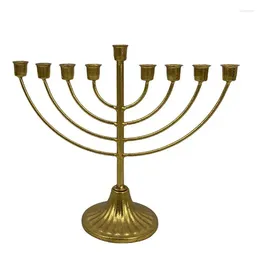 Candle Holders Transitional Classic Menorah Holder With 9 Metal Menorahs Anti-Fade Candlestick Retro Gold Design For