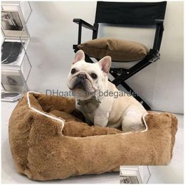 Classic Old Flower Designer Dog Bed For Medium Small Dogs Hine Washable Slee Sofa Non-Slip Bottom Warm Soft Pet Durable Orthopaedic Cal Dhv87