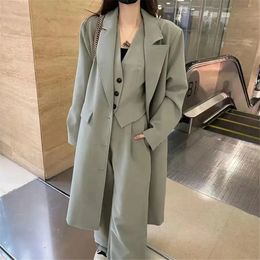 Women's Suits Blazers 2023 Spring and Autumn Loose Fit Formal Dress Luxury Suit Big Brand Long Wide Leg Pants Three Piece Set 231215