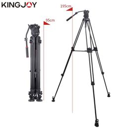 Holders KINGJOY VT3500+VT3530 Professional Video Camera Tripod Kits Strong Stable Fluid Damping Tripod Stand Holder For All Models