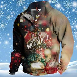 Men's Hoodies Christmas Buttons Sweatshirt For Men Autumn Long Sleeved Hoodie Year 3d Print Tops Street Oversized Clothing