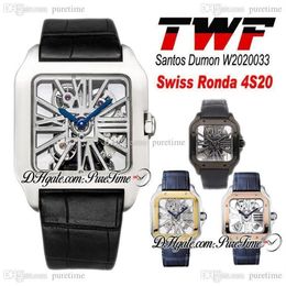 TWF Tom Holland Dumont Skeleton W2020033 Mens Watch Swiss Ronda 4S20 Quartz Analogue Mechanical Blue Leather Strap Super Edition PTC2121