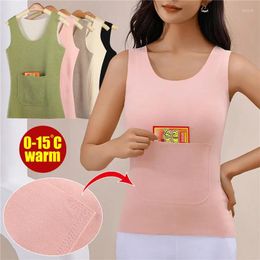 Camisoles & Tanks Ladies German Velvet Vest Autumn Winter Solid Bottom With Chest Pad Camisole Slim Warm Sling Female Thermal Underwear