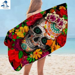set PHAYON 2021 Luxury Microfiber Beach Towels for Adult Skeleton Skull Flowers Bath Towels Home/Hotel Travel Camping Accessories