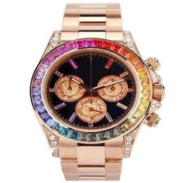 2021 Sapphire Crystal Rose Gold Watch Luxury Automatic Mechanical 116599 RAINBOW Diamond Bezel Mens Watches Fashion Wristwatches26217N