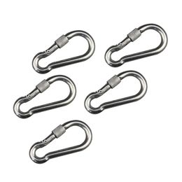 Carabiners 5PCS Self Locking Spring Snap Hook Carabiner With Screw 304 Stainless Steel 5mm 6mm 7mm 8mm Spring Snap Carabiner For Camping 231215