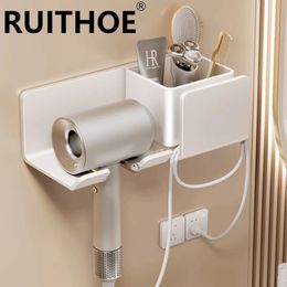 Bathroom Shelves Hair Dryer Holder Wall Cradle Straightener Stand Hairdryer Organizer Box Toilet Blower Shelf Accessories 231216