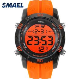 Fashion Watches Men Orange Casual Digital Watches Sports Led Clock Male Automatic Date Watch 1145 Men's Wristwatch Waterproof207W