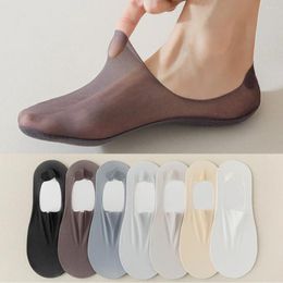 Men's Socks Summer Mesh Thin Breathable Sock Slippers Silicone Non-slip Invisible No Show Men Male White Sports Ice Silk Low Cut
