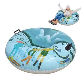 Sledding Winter Iatable Snow Sled PVC Ski Tube Round Ring Circle Skiing Board Thickened Snowboard For 231215