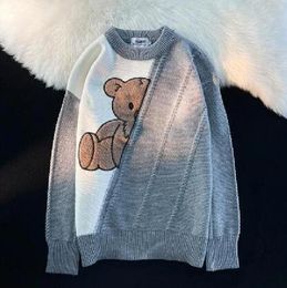 2024 new Women's Retro lovely Bear Knitted luxury Sweater Loose And Casual Pullover Keep Warm Tops Chic female Long Sleeves knitwear