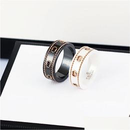 Band Rings Love Ring Y And Porcelain Men Jewlery Designer For Women Womens Rings Anniversary Gift G Double Black-And-White Ceramic Anc Dhq7E