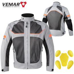 Men's Jackets Vemar Summer Men Motorcycle Jacket Motocross Protective Gear Jacket Coat Male Racing Reflective Oxford Clothing Motorbike Jacket 231216