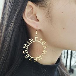 T-shirt Ai Earrings 2022 Customized Nameplate Hoop Earrings Personalized Letter Hoop Stainless Steel Earring for Women Birthday Gift