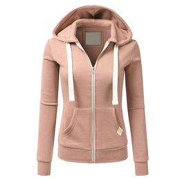 Womens Hoodies Sweatshirts SpringAutumn Casual Fleece Zipped Hoodie Women Fashion Drawstring Sporty Hooded Coats Ladies Simple Sweatshirt 231215