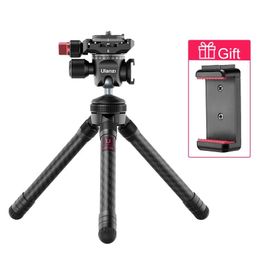 Holders Ulanzi MT28 Mini Tripod for DSLR Camera 360° Panoramic Ballhead with Arca Plate Cold Shoe Carbon Fiber Tripod for Phone Gopro