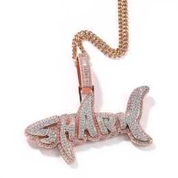 Hip Hop Jewellery Sharks Pendant Necklace Gold Filled Micro Pave Cubic Zircon for Men Women Nice Fashion Gift Clubbing Accessories304m