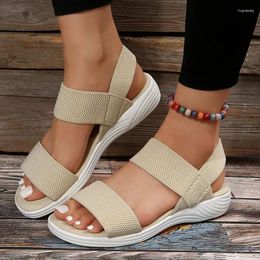 Sandals 2023 Women's Knit Elastic Cloth Wedge Slip On Lightweight Walking Women Plus Size Comfortable Summer Shoes Woman