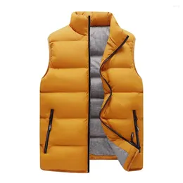 Men's Vests Cotton Padded Thicken Mens Thermal Vest Jacket Men Autumn Warm Sleeveless Jackets Zipper Cold Proof Casual Straight Waistcoat