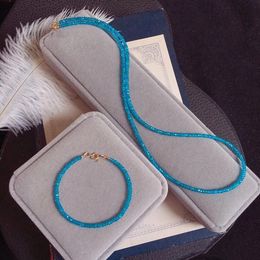 Necklace One Set Apatite Roundel Faceted 34mm Necklace +bracelet 40cm 16cm Wholesale Beads Fppj