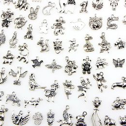 Assorted 100 Designs Animal Charms Cat Pig Bear Bird Snake Horse Dog Squirrel Swan Ox Pendants For DIY Necklace Bracelet Jewelr176Z