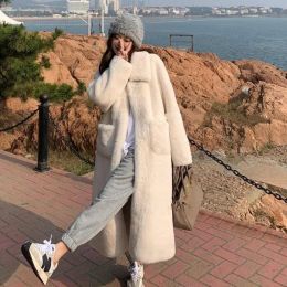 2024 New Winter Coat Fluffy White Artificial Fur Coat Women's Mid Length Warm Artificial Fur Jacket Thickened Women's Coat