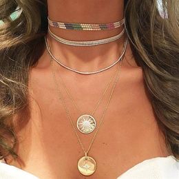 2mm cz tennis choker necklace for women 3 Colours white red green elegance multi layer trendy fashion women gorgeous Jewellery europe323w