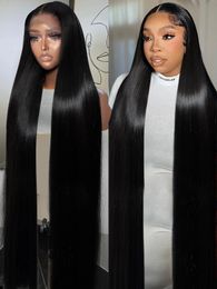 Synthetic Wigs 30 inch straight transparent 13x6 lace front human hair wig 250 density Brazilian Remi 13x4 231215