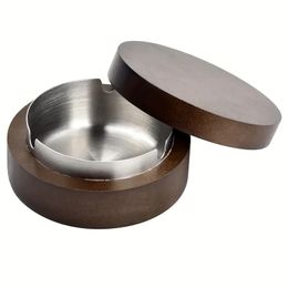 1pc, Wooden Ashtray With Lid, Windproof Anti-smell Ashtray, Household Decorative Astray, Ashtrays For Home, Hotel, Bar, Office, Fancy Gift For Men Women, Christmas Gifts