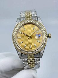 Wristwatches "Golden Elegance - Full Diamond Case With Pitted Surface Long Nail Scale 41mm Size Mechanical Movement Waterproof Folding