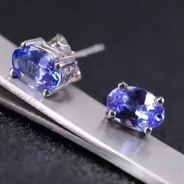 Dazzing tanzanite stud earrings 4 6mm natural tanzanite gemstone earrings solid 925 silver tanzanite earring small gemstone earrin235O