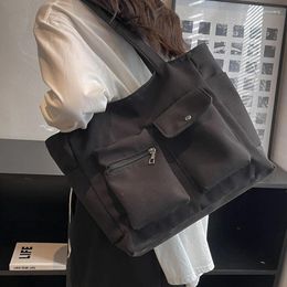 Evening Bags Casual Style Big Canvas Tote For Women 2023 Spring Trend Female Solid Colour Shoulder Side Bag Lady Travel Handbags