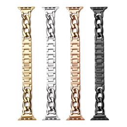 Suitable For BPPLE Watch Band Diamond-studded Single Row Denim Chain Steels Straps Solid Zinc Zlloy Stainless Steel iWatch Bands S272T