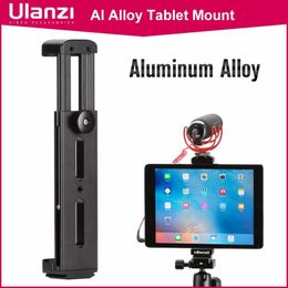 Holders Ulanzi Aluminium Tablet Tripod Mount w Cold Shoe Mount Pad Clip Bracket Holder Stand 1/4 Screw for iPad Pro Mini Most Tablets